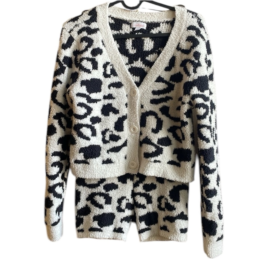 COLSIE white leopard cardi shorts sleepwear set - Picture 2 of 2